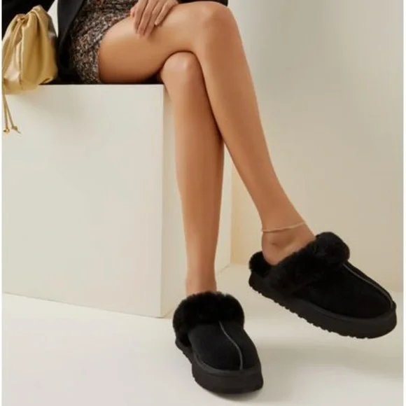 UGG | Shoes | Ugg Disquette Platform Slip Ons Black | Poshmark